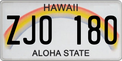 HI license plate ZJO180