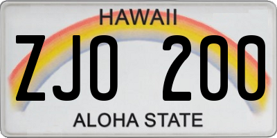 HI license plate ZJO200