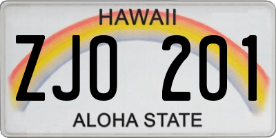 HI license plate ZJO201