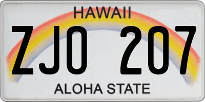 HI license plate ZJO207