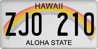 HI license plate ZJO210