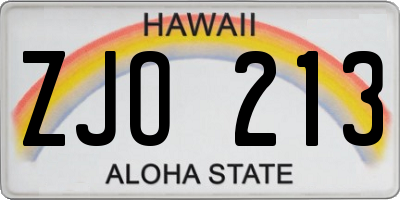 HI license plate ZJO213