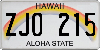 HI license plate ZJO215