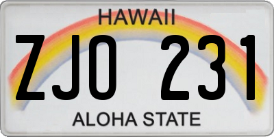 HI license plate ZJO231