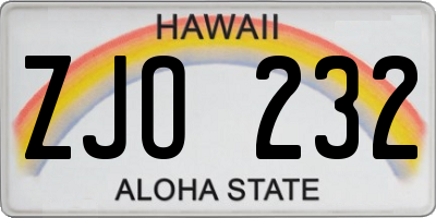 HI license plate ZJO232