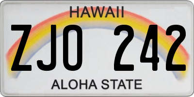 HI license plate ZJO242