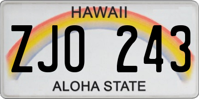 HI license plate ZJO243