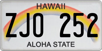HI license plate ZJO252