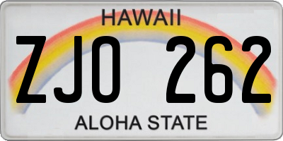 HI license plate ZJO262