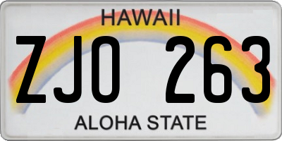 HI license plate ZJO263