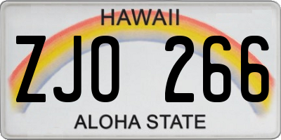 HI license plate ZJO266