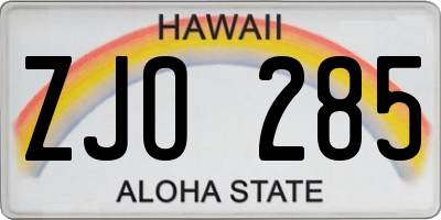HI license plate ZJO285