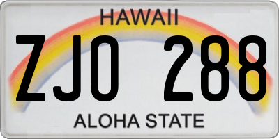 HI license plate ZJO288