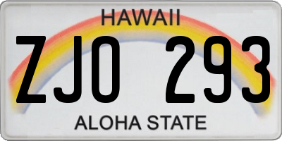 HI license plate ZJO293