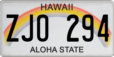 HI license plate ZJO294