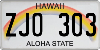 HI license plate ZJO303