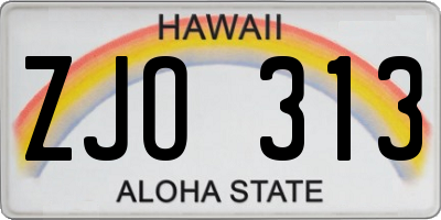 HI license plate ZJO313