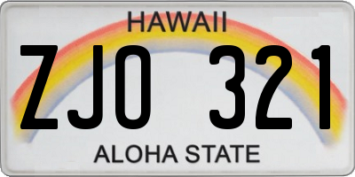 HI license plate ZJO321