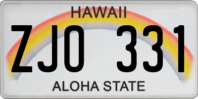 HI license plate ZJO331