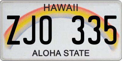HI license plate ZJO335