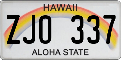 HI license plate ZJO337