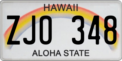 HI license plate ZJO348