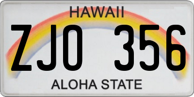 HI license plate ZJO356
