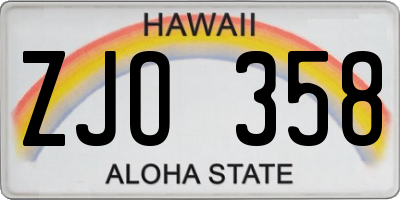 HI license plate ZJO358