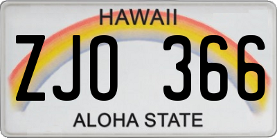 HI license plate ZJO366