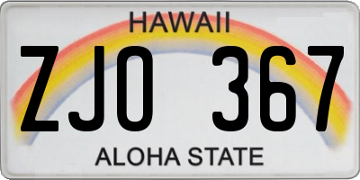 HI license plate ZJO367