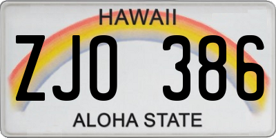 HI license plate ZJO386