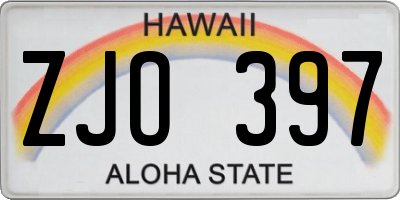 HI license plate ZJO397