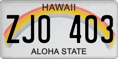 HI license plate ZJO403