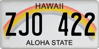HI license plate ZJO422