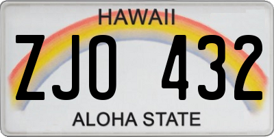 HI license plate ZJO432