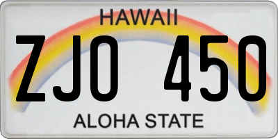 HI license plate ZJO450