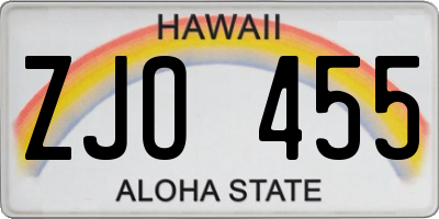 HI license plate ZJO455