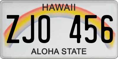 HI license plate ZJO456