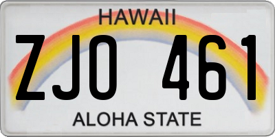 HI license plate ZJO461