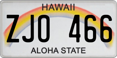HI license plate ZJO466