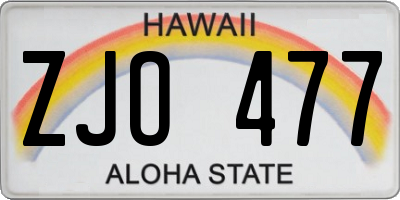 HI license plate ZJO477