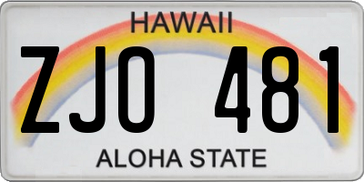 HI license plate ZJO481