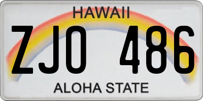 HI license plate ZJO486