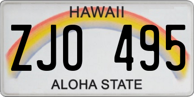 HI license plate ZJO495