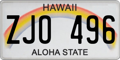 HI license plate ZJO496