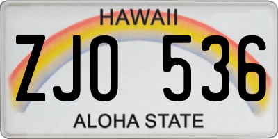 HI license plate ZJO536