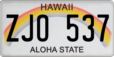 HI license plate ZJO537
