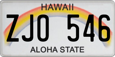 HI license plate ZJO546