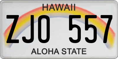 HI license plate ZJO557