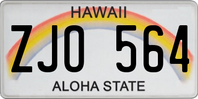 HI license plate ZJO564